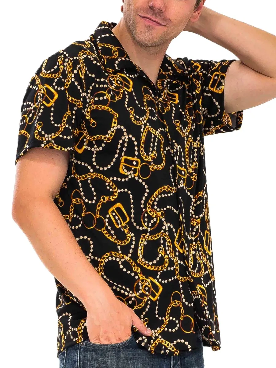 WEIV Men's String Bead Status Button Down Shirt