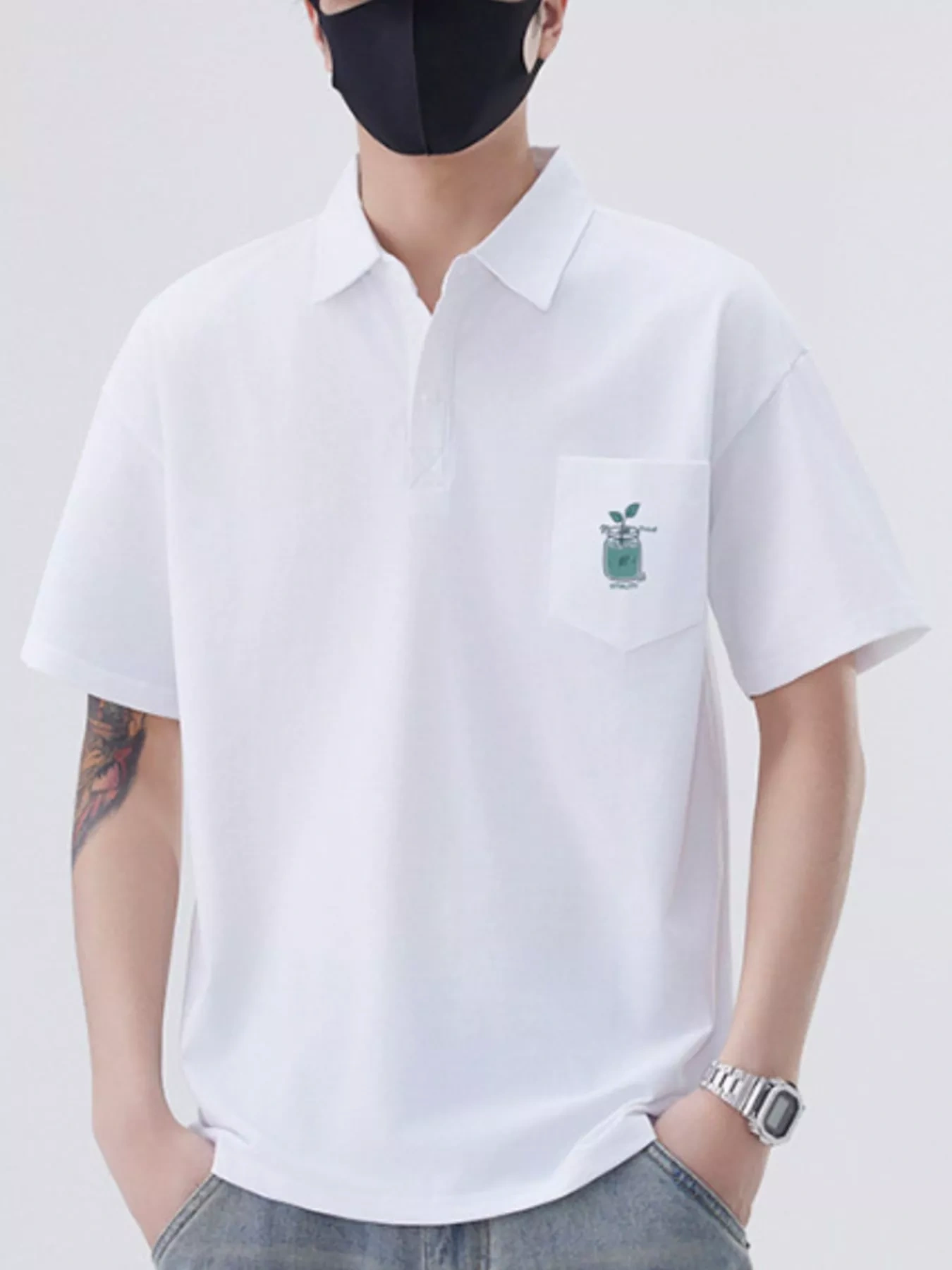 Men's Plus Size Button Detail Short Sleeve Polo