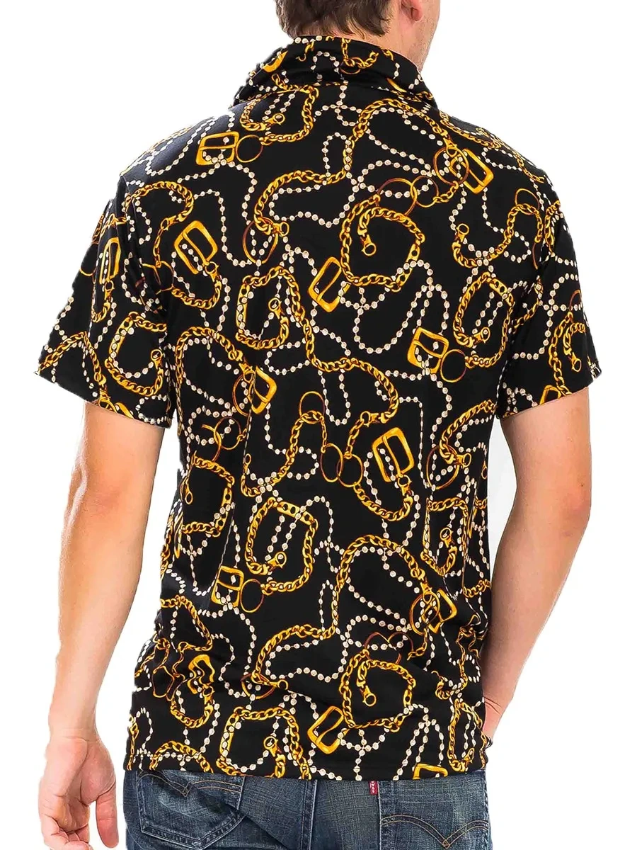 WEIV Men's String Bead Status Button Down Shirt