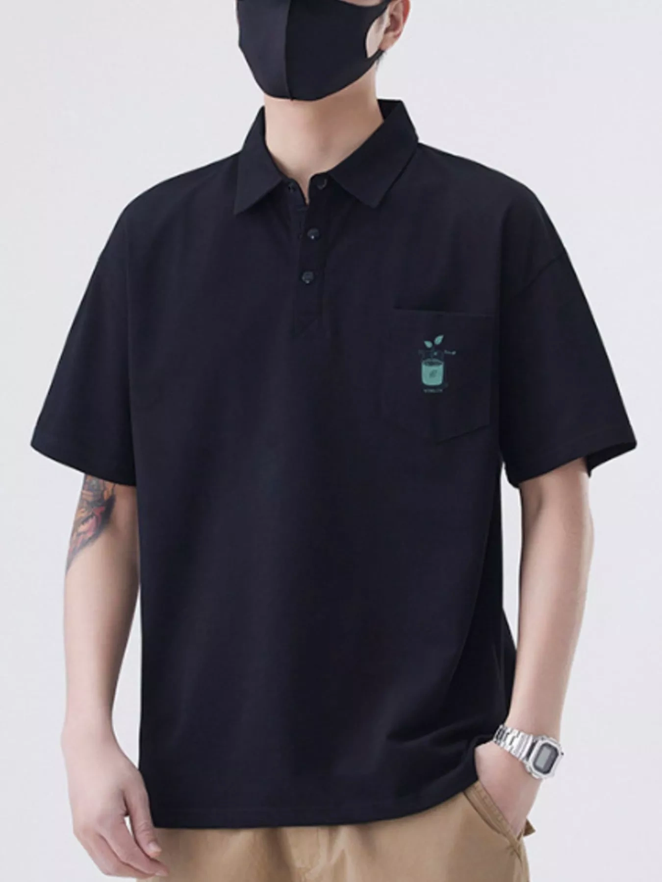 Men's Plus Size Button Detail Short Sleeve Polo